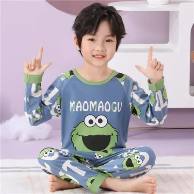 초등남아잠옷 봄과 가을 새로운 어린이 잠옷 얇은 긴팔 초등학생과 중학생 소년 에어컨 가정복