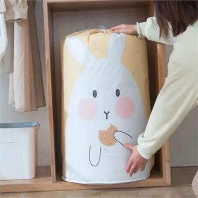 대형 방수 수납 주머니 이불 정리함 다용도 대용량 옷가지 보관함 이사짐 드로우스트링 장난감 패브릭