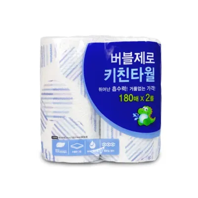 버블제로 키친타월 180매x2롤 키친타올 핸드타올 주방타월 주방타올 페이퍼타올
