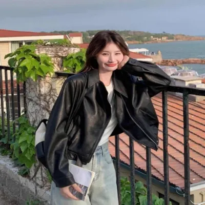 여성 시크한 을 담은 더블 카라 라이더자켓 가죽자켓 스타일 간절기 외투