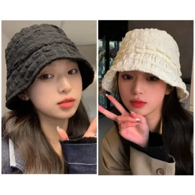 [당일배송]구름 엠보 버킷햇 벙거지 가벼운 주름 무지 여행 휴가 데일리 모자