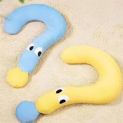 반려동물 물음표 베개 강아지 물음표 베개 고양이 푹신한 목베개 쿠션 수면 지지