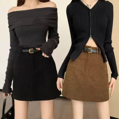 골덴 A라인 코듀로이 스커트 가을 겨울 짧은 치마