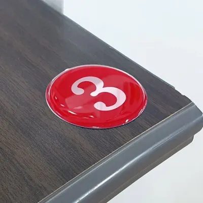 라커번호 테이블 번호 스티커 원형 48mm 레드 1-50 행사 교육 회의 좌석 부착