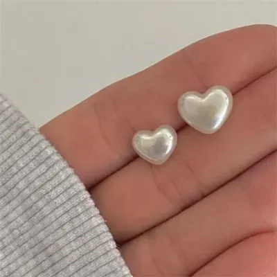 여성 하트 진주 귀걸이 여성 진주 드롭 귀걸이 디자인 페미닌 데일리 우아한 선물 호마이카 악세사리