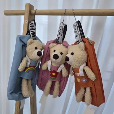 [마카담아]곰돌이 인형필통 / 동물인형필통 / 봉제인형필통 / 필통 / 파우치필통 / 특이한필통