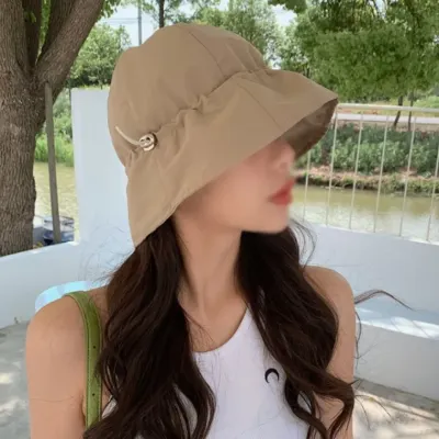 준캡 봄 여름 가을 조임끈 무지 벙거지 여성 여자 모자 버킷햇