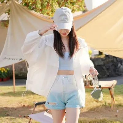 루즈핏 후드 바람막이 봄 여름 햇빛 가리개 여성 점퍼 캐주얼 의류 봄여름 가리는 자켓