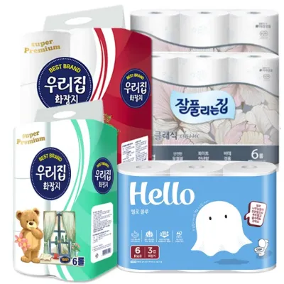 [SH+DC존] [행사] 퀼팅 헬로 100% 순수 천연펄프 3겹30M 6롤 9롤 화장지 휴지 최저가보장 사은판촉 DP박스