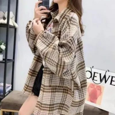 체크 셔츠 기모 남방 겨울 간절기 루즈핏 상의