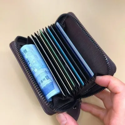 지퍼형 아코디언 카드지갑 수납 홀더 선물 칸막이 명함 지갑 카드 지폐 여행 칸막이 명함 지폐