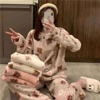 임산부 겨울 극세사 수면 잠옷 파자마 세트 공주