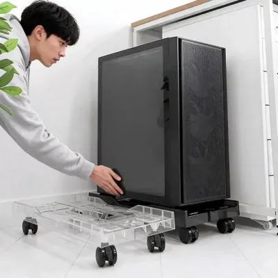 PC본체 거치대 이동식 선반 사이드 조절 고정바퀴 컴퓨터 데스크탑 데스크