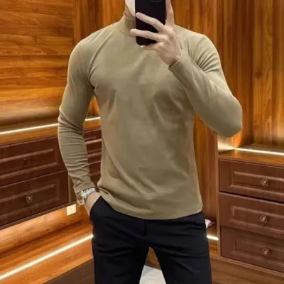 반목 반폴라 기모 슬림핏 남성 긴팔 티셔츠 남자반폴라 남자반목폴라