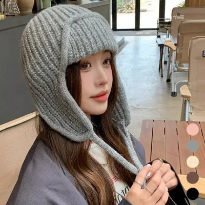 방한 모자 귀달이 니트 여성 겨울 데일리 외출 비니