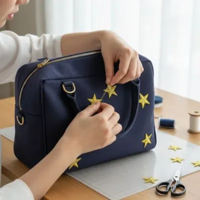 황금색 리폼 가방 의류 꾸미기 DIY 와펜 재료 별 와펜장식 와펜 와펜스티커 가방꾸미기 다림질 의류리폼