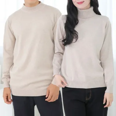 커플 베이직 니트티 / 남성 여성 반폴라 터틀넥 니트 / 가을 겨울 목폴라 기본니트