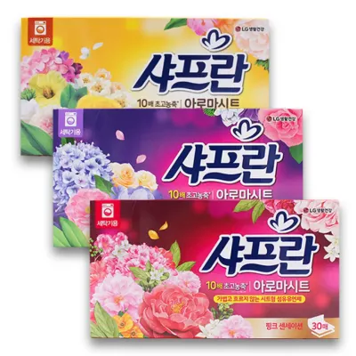 샤프란 아로마시트 섬유유연제 시트형 30매 코튼블로섬 후레쉬드림 핑크센세이션