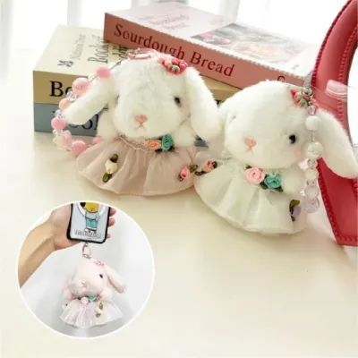 토끼인형 핸드폰 스트랩 비즈 키링 가방 고리 열쇠 펜던트 참 장식
