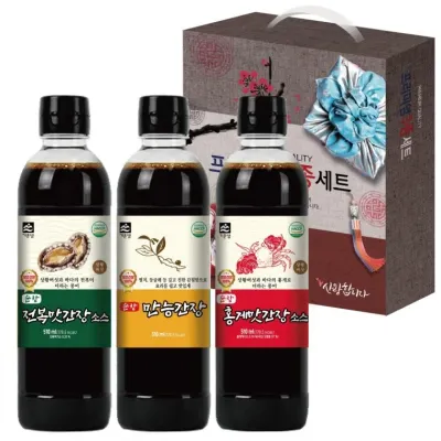 순창 프리미엄 간장 3종세트 홍게 전복 만능간장 선물세트 판촉 답례 단체 행사 경품