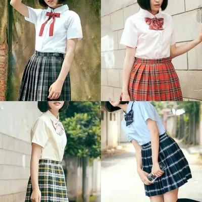 교복셔츠 여자교복 중학교 초등학교 학생복 반팔티 스트라이프 코튼 무지 라운드넥