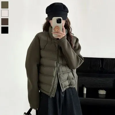 겨울 집업 점퍼 하이넥 패딩 일체형 아우터