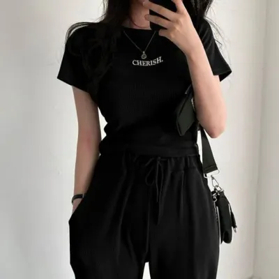 여성 여름 캐주얼 반팔 조거팬츠 편한 셋업
