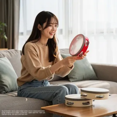 무용용 탬버린 7-10인치 성인용 발레 연습용 악기 무대 공연 도구 키밍 레드 베이지