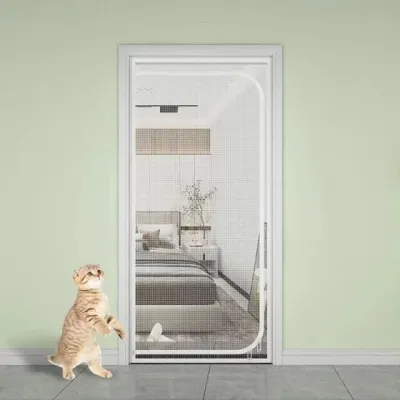 현관 방충문 90x220cm D형 화이트 방충망 지퍼식