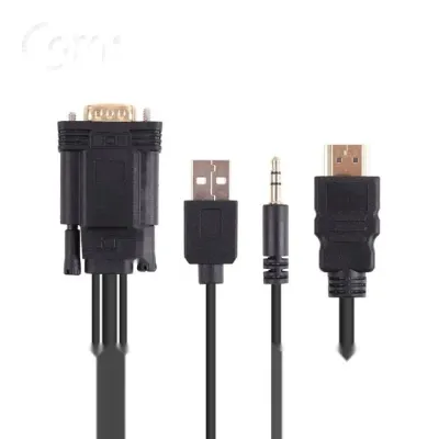 HDMI USB전원 AUX 스테레오 노트북 PC 모니터 빔프로젝터 젠더 to VGA 컨버터 1 5m HDMI선 모니터케이블