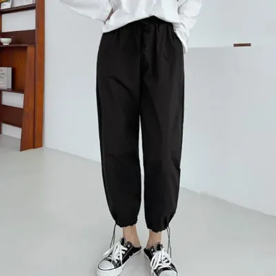 바스락 와이드 스트링 팬츠 여성 조거 운동 바지 여성패션 여성바지