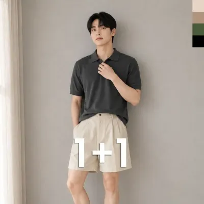 혜명몰  ACC SS1013M 남자 베이직 반밴딩 코튼 치노 핀턱 반바지 2P 코튼반바지 비치반바지 남자쇼츠 남자