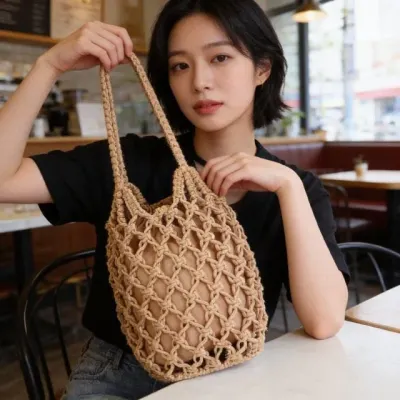 그물 비치백 숄더백 네트백 이중가방 여름 바캉스 휴가 해변 여행용 가방
