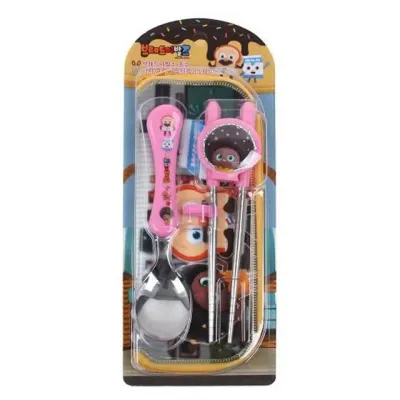피앤디 도시락수저세트 브레드이발소 이지 연습용 젓가락 수저 케이스세트