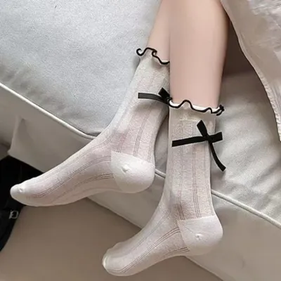 양말 여성 리본시스루 학생용 데일리 감성 패션양말 사은품 HH42