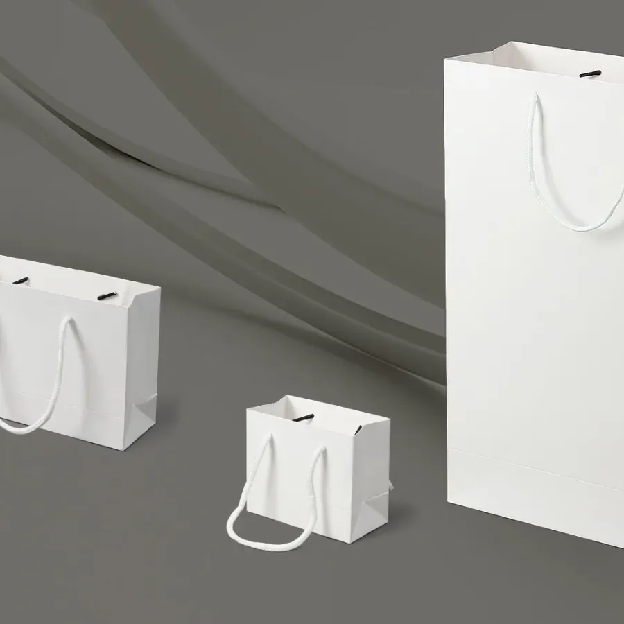 심플 무지 가로형 종이 쇼핑백 10p(12x10cm) (화이트)