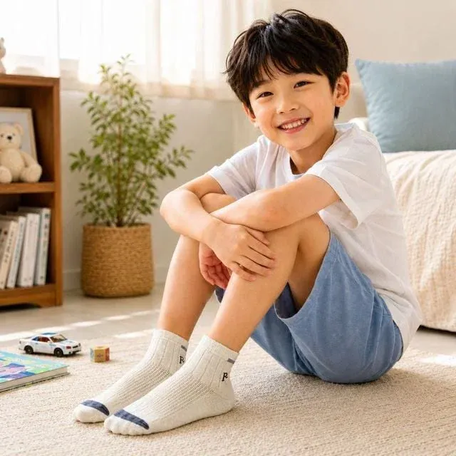 아이보리 메쉬양말 남아 발목양말 초등학생 여름