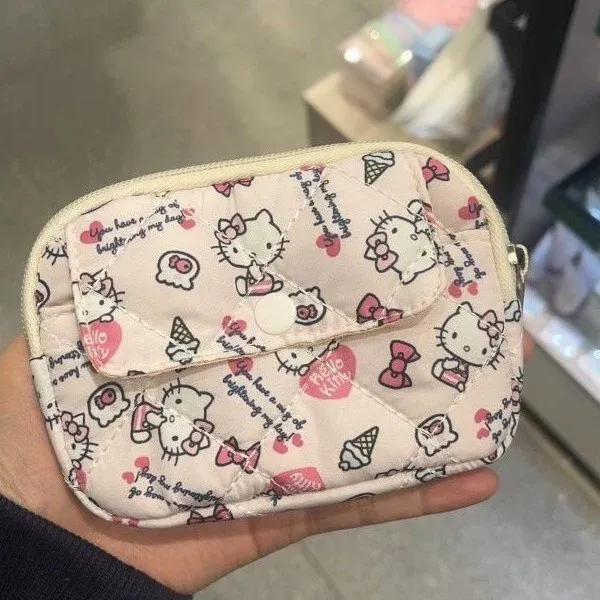 키티파우치 새로운 귀여운 Kt 고양이 화장품 가방 다기능 고가 동전 지갑 이어폰 가방 키백22