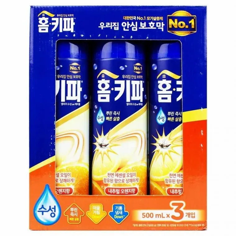 홈키파 엘비이 수성 알파 에어졸 500ml x 3개입-내추럴 오렌지향