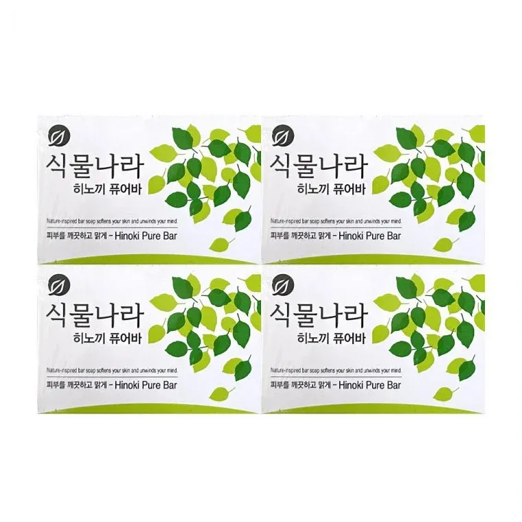 식물나라 히노끼 퓨어바 세수 비누 90g 4입