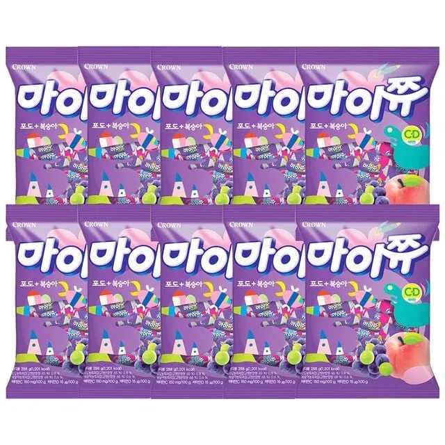 크라운 마이쮸 포도 복숭아 288g x 10개 x 1박스
