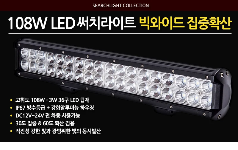 LED써치라이트 108W 방수써치라이트 지게차작업등 LED작업등 상세2