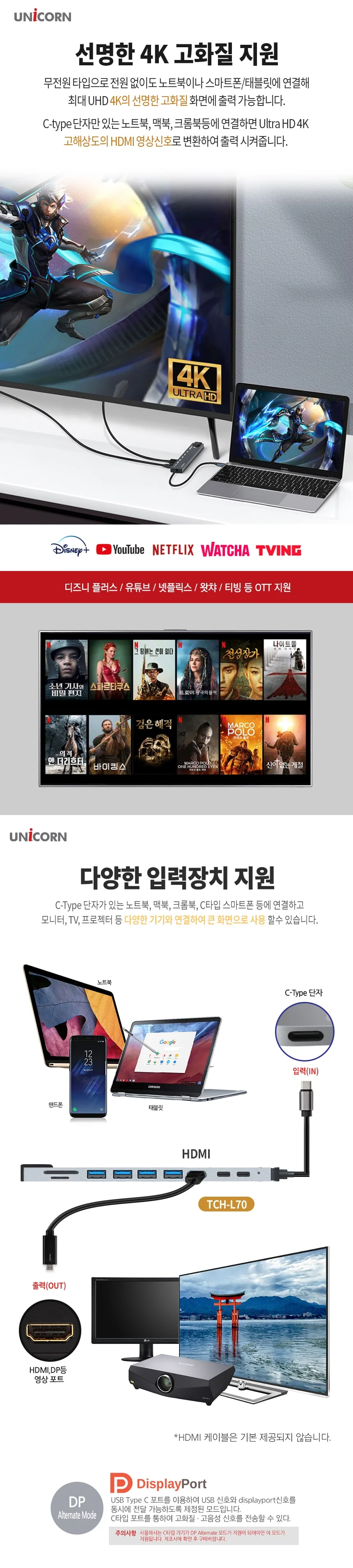 c 타입 멀티 usb c 타입 노트북 데스크탑 분배기 포트 이더넷 리더기 변환 외장 상세2