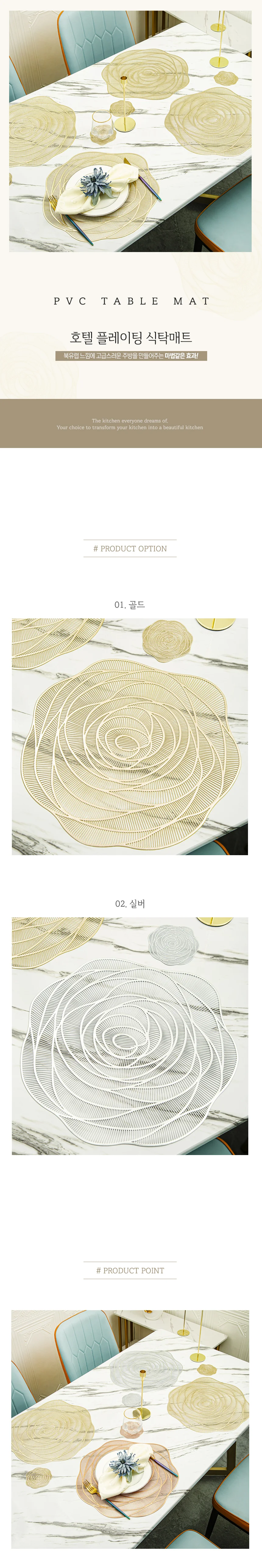 장미 PVC 실리콘 식탁 투명 매트 테이블 깔개 주방 상세1