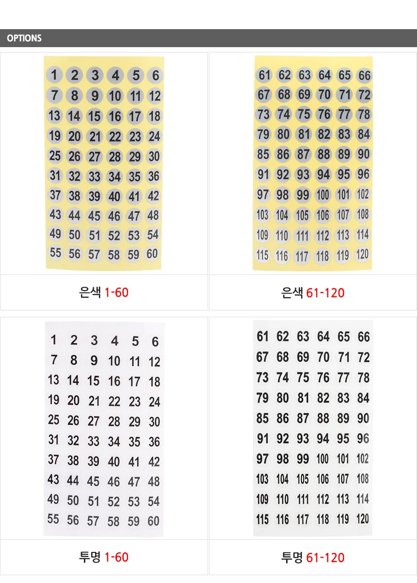 미니 숫자스티커 원형 번호표시 넘버링 식별 라벨 분류 상세2