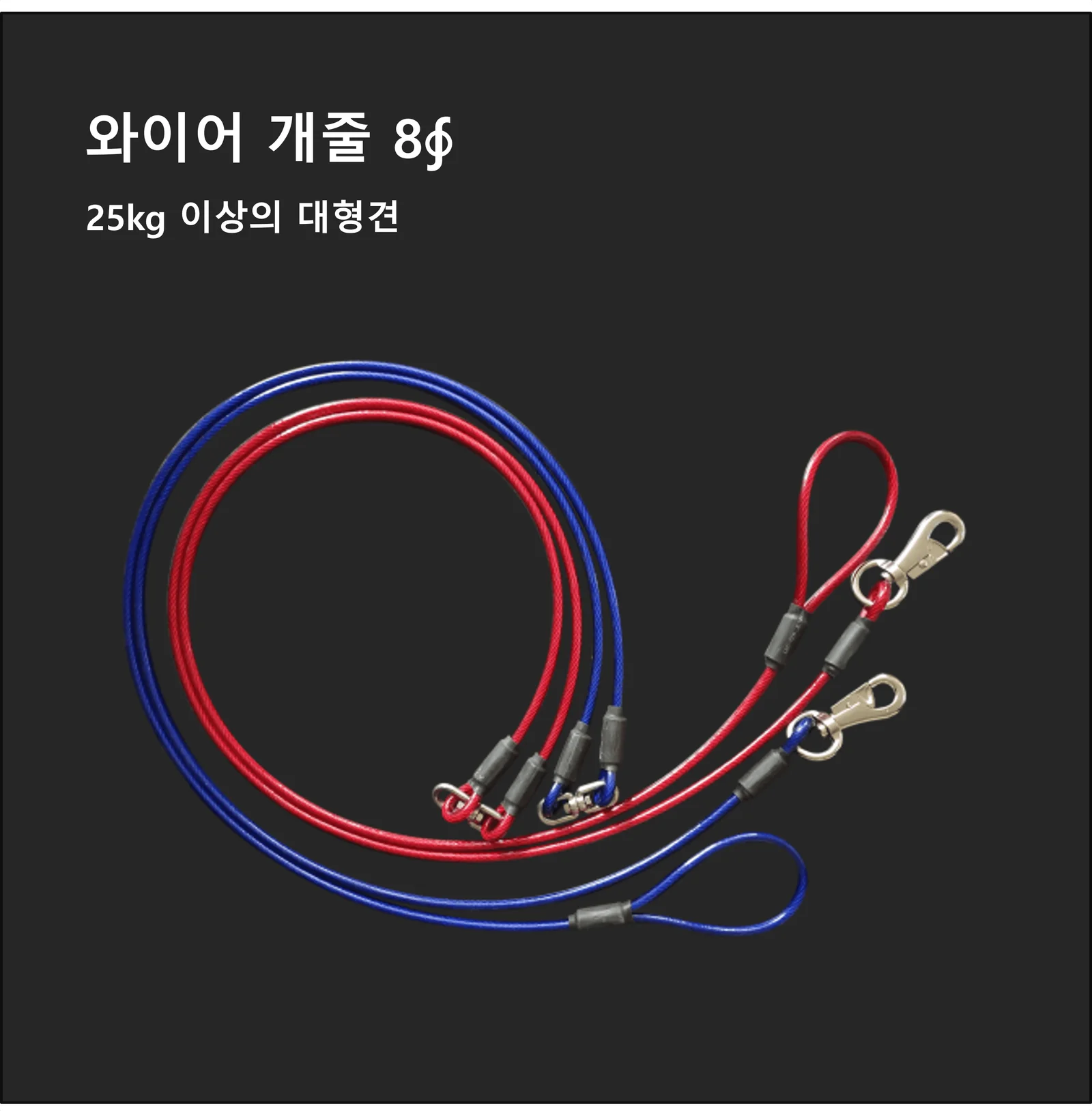 코팅 와이어줄 8mm 3m 파랑 개목줄 와이어리드줄 상세3