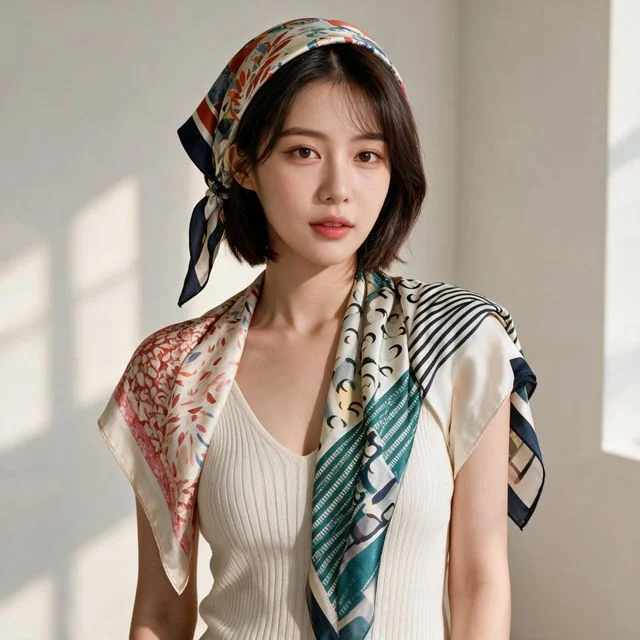 여성 실크스카프 쉬폰스카프 머플러 봄 가을 넥스카프 포인트 액세서리