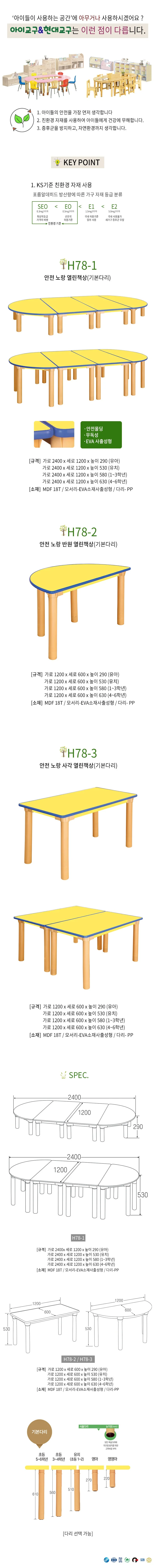 노랑 1 3학년 책상 원목책상 작업테이블 상세1