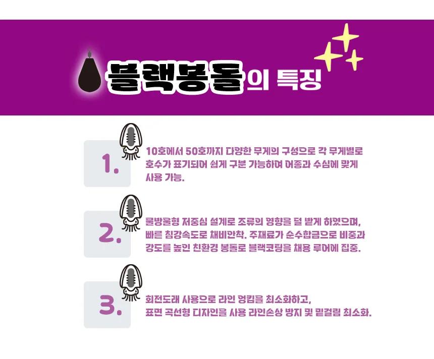 무광 블랙 물방울 봉돌 싱커 쭈꾸미 갑오징어 문어 상세3
