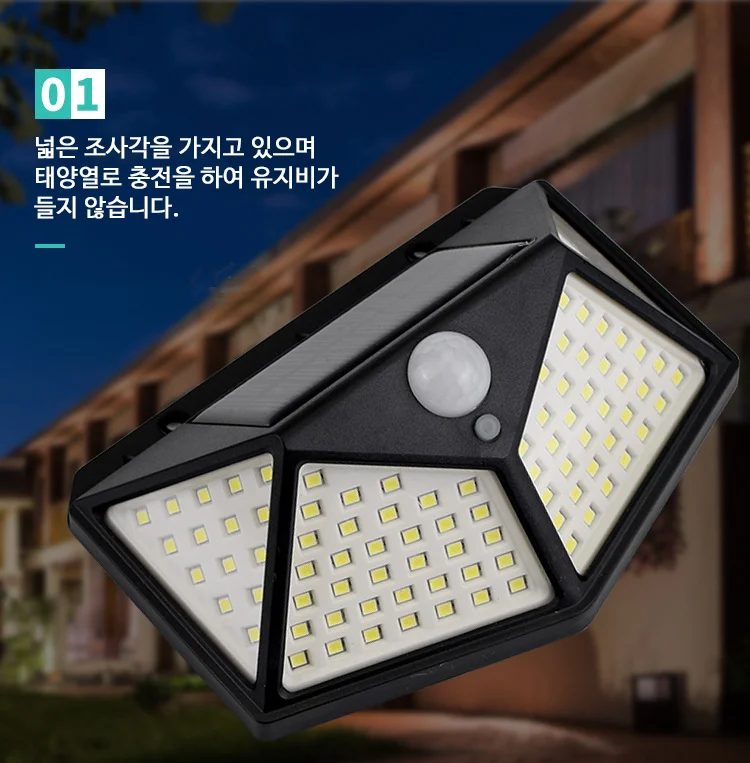 태양광 100 LED 감지 벽부등 상세2